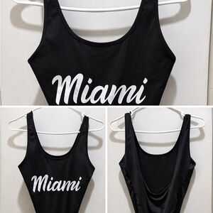 Miami Black One-Piece Swimsuit | Size Medium | NEW | High-Cut